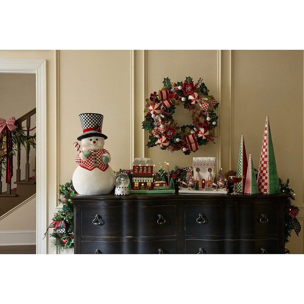 MacKenzie Childs Check It Out Fabric Cone Trees, Set of 3  NWT